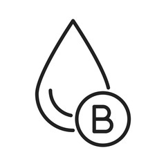 B blood group black line icon. Donorship concept. Pictogram for web, mobile app, promo. UI UX design element. Editable stroke.