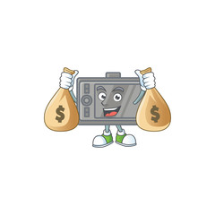 Sticker - A cute image of wacom cartoon character holding money bags