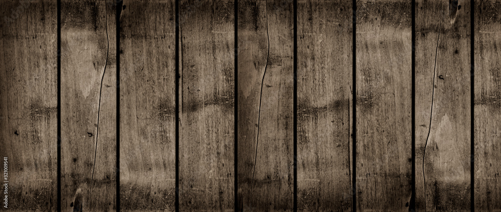 Old dark wood background texture banner - obrazy, fototapety, plakaty 