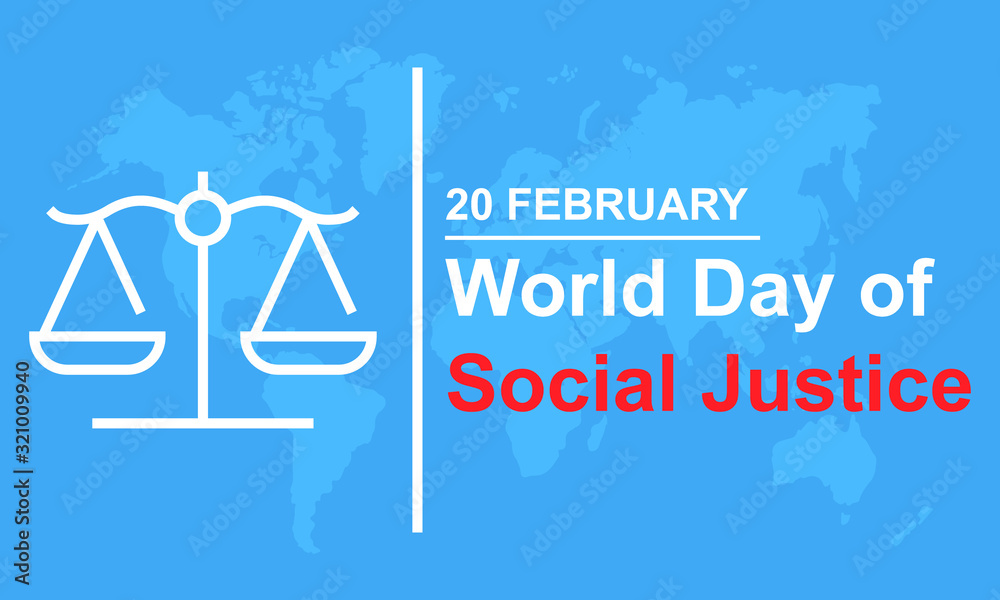 World Day of Social Justice flat vector illustration isolated on blue ...