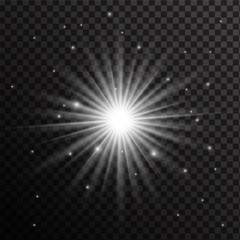 Wall Mural - Light effect. Flare or glitter, sun flash, spark or star.