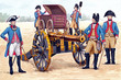 German artillery crew illustration. Soldiers and officers before the battle. Cannon illustration.	