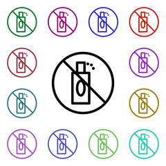 Poster - Prohibition of painting multi color style icon. Simple thin line, outline vector of ban icons for ui and ux, website or mobile application