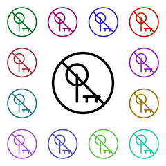 Poster - Prohibition to walk multi color style icon. Simple thin line, outline vector of ban icons for ui and ux, website or mobile application