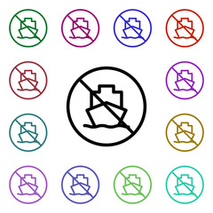 Poster - Prohibition of carriage multi color style icon. Simple thin line, outline vector of ban icons for ui and ux, website or mobile application