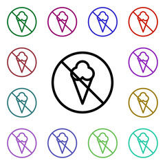 Poster - Ban on ice cream multi color style icon. Simple thin line, outline vector of ban icons for ui and ux, website or mobile application