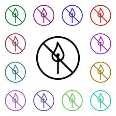Poster - Prohibition of matches multi color style icon. Simple thin line, outline vector of ban icons for ui and ux, website or mobile application