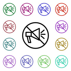Poster - Prohibition to speak loudly multi color style icon. Simple thin line, outline vector of ban icons for ui and ux, website or mobile application