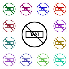 Poster - Ban taxi multi color style icon. Simple thin line, outline vector of ban icons for ui and ux, website or mobile application