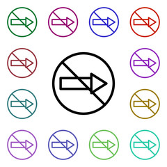 Poster - Prohibition of right direction multi color style icon. Simple thin line, outline vector of ban icons for ui and ux, website or mobile application