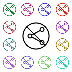Poster - Share prohibition multi color style icon. Simple thin line, outline vector of ban icons for ui and ux, website or mobile application