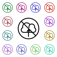 Poster - Prohibit cloud storage multi color style icon. Simple thin line, outline vector of ban icons for ui and ux, website or mobile application