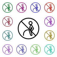 Poster - Ban toilet multi color style icon. Simple thin line, outline vector of ban icons for ui and ux, website or mobile application