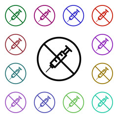 Poster - Prohibition of injection multi color style icon. Simple thin line, outline vector of ban icons for ui and ux, website or mobile application