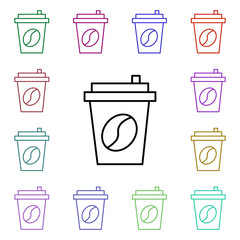 Poster - Coffee cup multi color style icon. Simple thin line, outline vector of food and drink icons for ui and ux, website or mobile application
