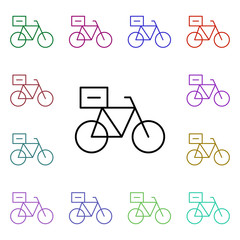 Poster - Delivery bike multi color style icon. Simple thin line, outline vector of food and drink icons for ui and ux, website or mobile application