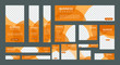 set of creative web banners in standard size with a place for photos. Vertical, horizontal and square template with orange color. vector illustration EPS 10