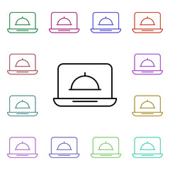 Poster - Food, laptop multi color style icon. Simple thin line, outline vector of food and drink icons for ui and ux, website or mobile application