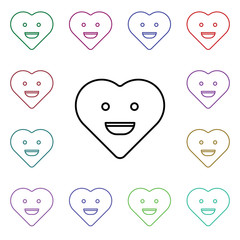 Poster - Emoji grinning multi color style icon. Simple thin line, outline vector of heart emotions icons for ui and ux, website or mobile application