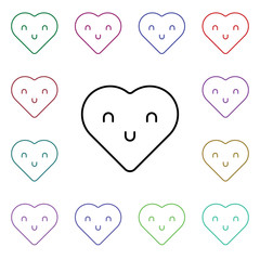 Poster - Emoji feeling multi color style icon. Simple thin line, outline vector of heart emotions icons for ui and ux, website or mobile application