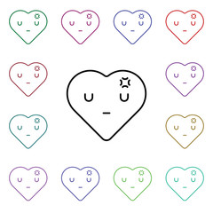 Poster - Downcast emoji multi color style icon. Simple thin line, outline vector of heart emotions icons for ui and ux, website or mobile application