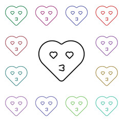 Poster - Emoji hearth kiss multi color style icon. Simple thin line, outline vector of heart emotions icons for ui and ux, website or mobile application