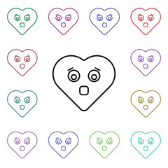 Poster - Afraid emoji multi color style icon. Simple thin line, outline vector of heart emotions icons for ui and ux, website or mobile application