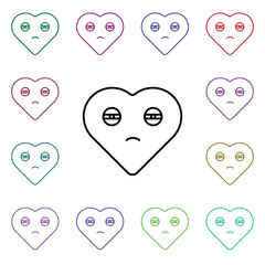 Poster - Bored emoji multi color style icon. Simple thin line, outline vector of heart emotions icons for ui and ux, website or mobile application