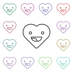 Poster - Emoji happy multi color style icon. Simple thin line, outline vector of heart emotions icons for ui and ux, website or mobile application