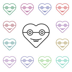 Poster - Emoji geek multi color style icon. Simple thin line, outline vector of heart emotions icons for ui and ux, website or mobile application