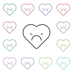 Poster - Emotional emoji multi color style icon. Simple thin line, outline vector of heart emotions icons for ui and ux, website or mobile application