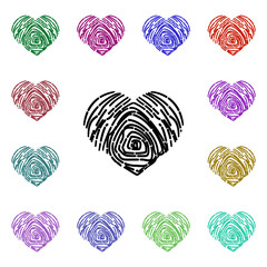 Poster - Heart fingerprint multi color style icon. Simple thin line, outline vector of heartbeat icons for ui and ux, website or mobile application