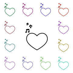 Poster - Love song with heart multi color style icon. Simple thin line, outline vector of heartbeat icons for ui and ux, website or mobile application