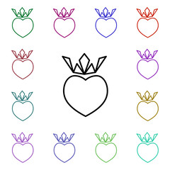 Poster - King heart with crown multi color style icon. Simple thin line, outline vector of heartbeat icons for ui and ux, website or mobile application