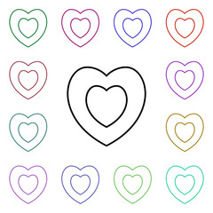 Poster - Heart inside heart multi color style icon. Simple thin line, outline vector of heartbeat icons for ui and ux, website or mobile application