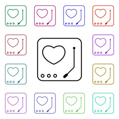 Poster - Dj lover heart multi color style icon. Simple thin line, outline vector of heartbeat icons for ui and ux, website or mobile application