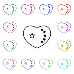 Poster - Heart flag of china multi color style icon. Simple thin line, outline vector of heartbeat icons for ui and ux, website or mobile application