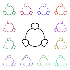Poster - Heart meeting multi color style icon. Simple thin line, outline vector of heartbeat icons for ui and ux, website or mobile application