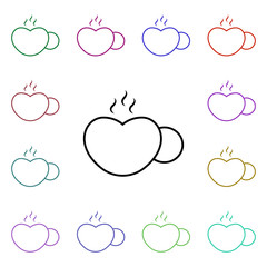 Poster - Coffee lovers hot cup heart multi color style icon. Simple thin line, outline vector of heartbeat icons for ui and ux, website or mobile application