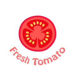 Wall Mural - Fresh tomato slice flat icon vector illustration