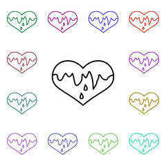 Poster - Chocolate heart multi color style icon. Simple thin line, outline vector of heartbeat icons for ui and ux, website or mobile application