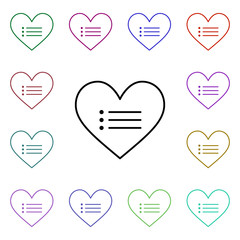 Poster - Heart play list of music multi color style icon. Simple thin line, outline vector of heartbeat icons for ui and ux, website or mobile application