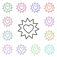 Poster - Heart with stars multi color style icon. Simple thin line, outline vector of heartbeat icons for ui and ux, website or mobile application