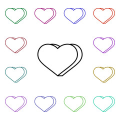Poster - Heart 3d form multi color style icon. Simple thin line, outline vector of heartbeat icons for ui and ux, website or mobile application