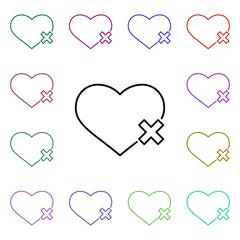 Poster - No heart multi color style icon. Simple thin line, outline vector of heartbeat icons for ui and ux, website or mobile application