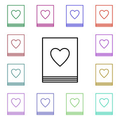 Poster - Book with heart multi color style icon. Simple thin line, outline vector of heartbeat icons for ui and ux, website or mobile application