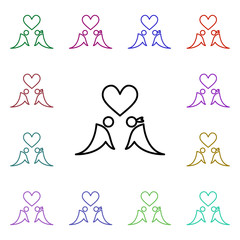 Poster - Fall in love , heart multi color style icon. Simple thin line, outline vector of heartbeat icons for ui and ux, website or mobile application