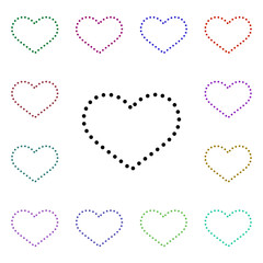 Poster - Heart of dots multi color style icon. Simple thin line, outline vector of heartbeat icons for ui and ux, website or mobile application