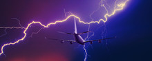 Lightning Strike In A Thunderstorm Near The Plane