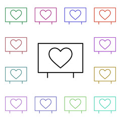 Poster - Love education heart multi color style icon. Simple thin line, outline vector of heartbeat icons for ui and ux, website or mobile application